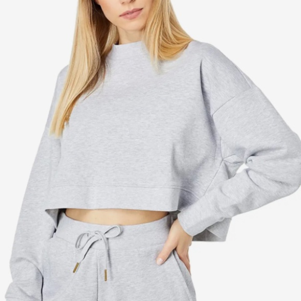 We Wore What cropped crew mock neck sweatshirt